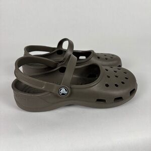Crocs Mary Jane Strap Brown Flats Size 7
